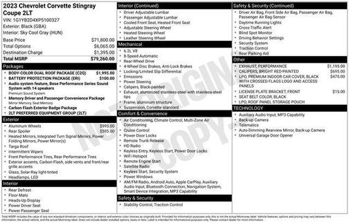 2023 Chevrolet Corvette Stingray w/2LT
