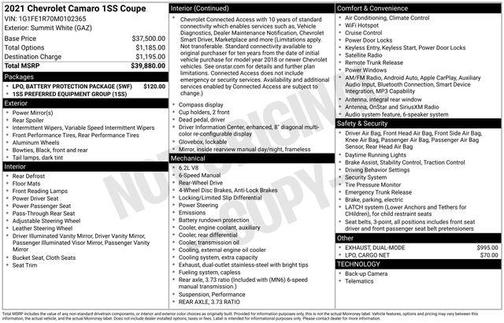 2021 Chevrolet Camaro SS