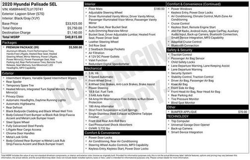 Lagoon Silver 2020 Hyundai PALISADE SEL