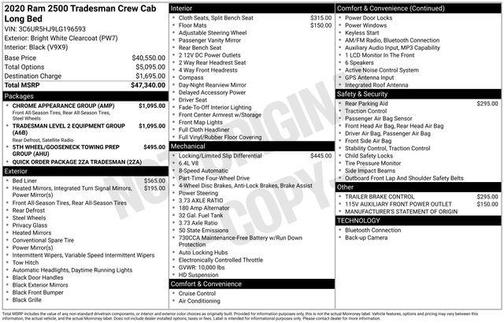 Bright White Clearcoat 2020 RAM 2500 Tradesman