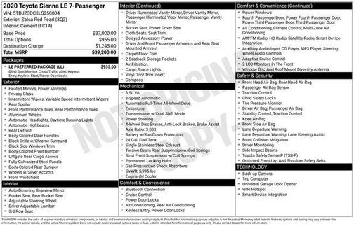 2020 Toyota Sienna LE