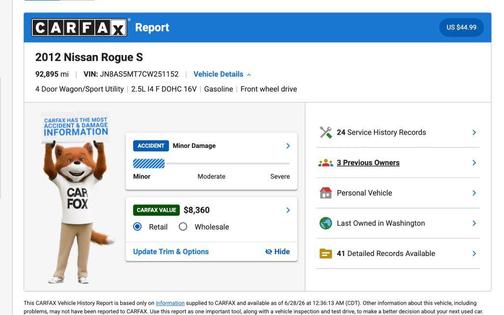 Silver 2012 Nissan Rogue S