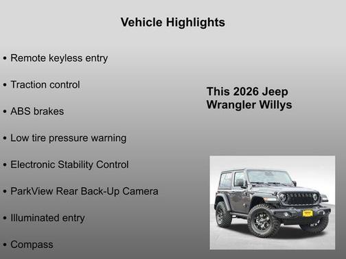 Granite Crystal Metallic Clearcoat 2026 Jeep Wrangler Willys