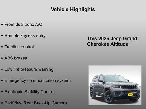 Baltic Gray Metallic Clearcoat 2026 Jeep Grand Cherokee Altitude