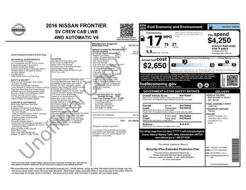 2016 Nissan Frontier SV