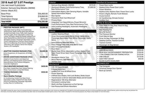 2018 Audi Q7 3.0T Prestige
