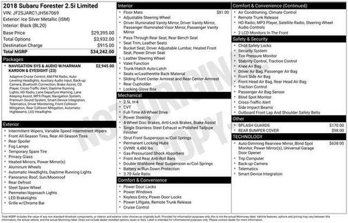2018 Subaru Forester 2.5i Limited