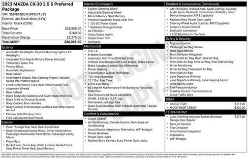 Jet Black Mica 2023 Mazda CX-30 2.5 S Preferred Package