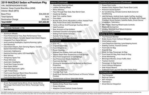 2019 Mazda Mazda3 FWD w/Premium Package