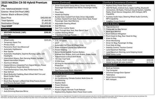 2025 Mazda CX-50 Hybrid PREMIUM PLUS PACKAGE
