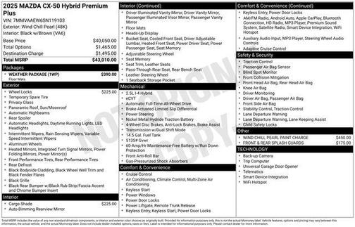 2025 Mazda CX-50 Hybrid PREMIUM PLUS PACKAGE