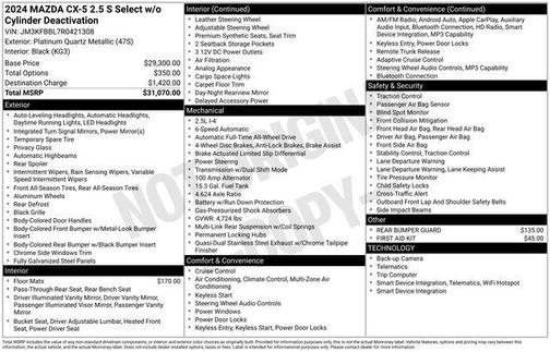 Platinum Quartz Metallic 2024 Mazda CX-5 2.5 S Select Package