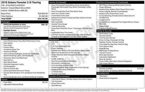 2018 Subaru Forester 2.5i Touring