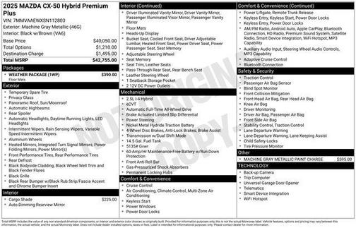 2025 Mazda CX-50 Hybrid PREMIUM PLUS PACKAGE