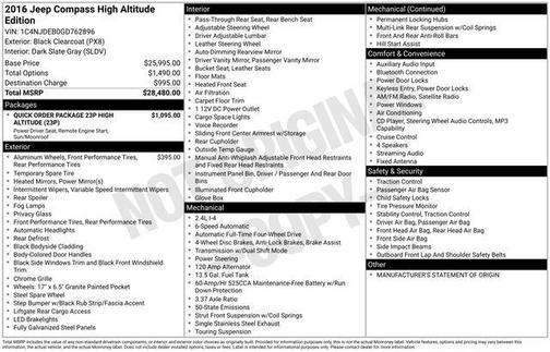 2016 Jeep Compass High Altitude