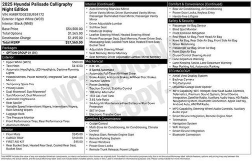 2025 Hyundai PALISADE Calligraphy Night Edition