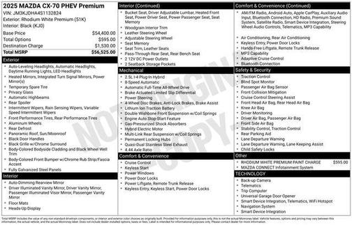 Rhodium White Premium 2025 Mazda CX-70 PHEV Premium Package