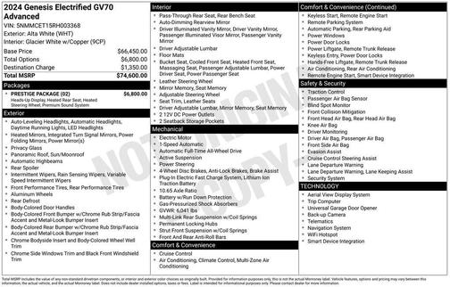 2024 Genesis Electrified GV70 Advanced