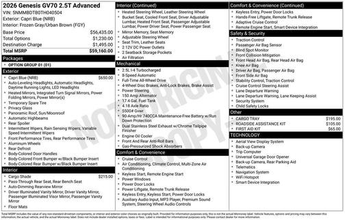 2026 Genesis GV70 2.5T Advanced