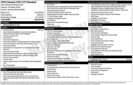 2023 Genesis G70 2.0T