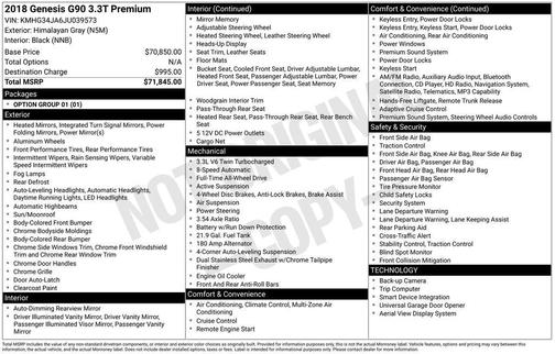 2018 Genesis G90 3.3T Premium