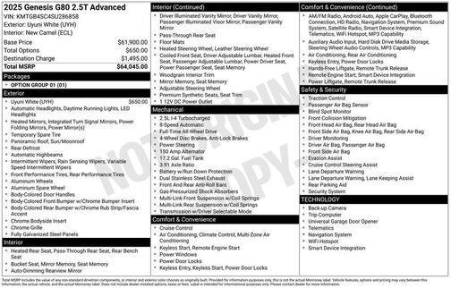 2025 Genesis G80 2.5T
