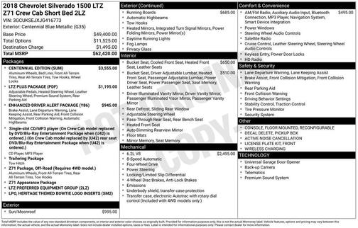 Centennial Blue Metallic 2018 Chevrolet Silverado 1500 LTZ