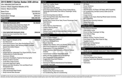 Black Sapphire Metallic 2015 BMW 328 i xDrive