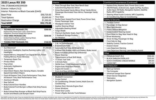 Iridium 2025 Lexus RX 350 350