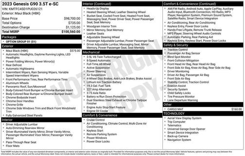 2023 Genesis G90 3.5T e-SC