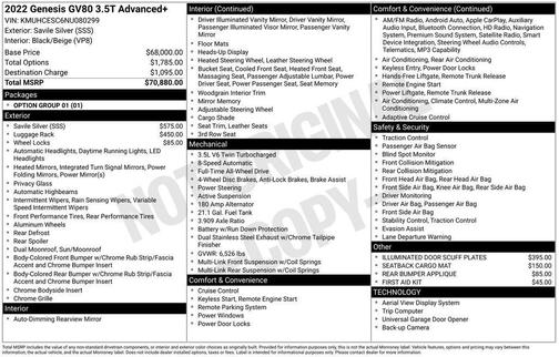 2022 Genesis GV80 3.5T