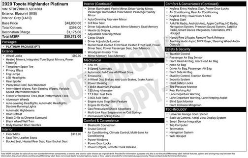 2020 Toyota Highlander Platinum