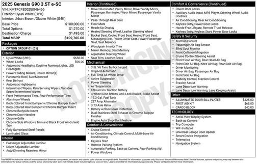 2025 Genesis G90 3.5T e-SC