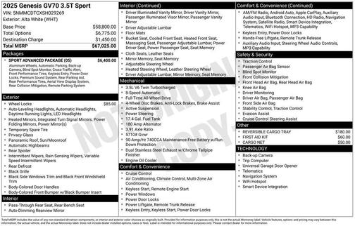 2025 Genesis GV70 3.5T Sport