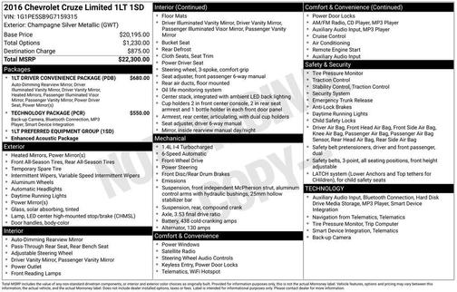 2016 Chevrolet Cruze Limited 1LT