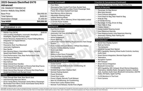 Makalu Gray 2025 Genesis Electrified GV70 Advanced