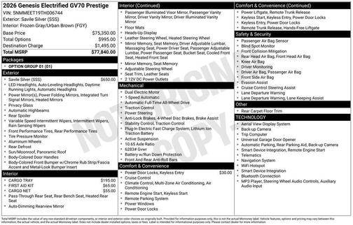 Savile Silver 2026 Genesis Electrified GV70 Prestige 20"