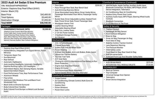 Daytona Gray Pearl Effect 2023 Audi A4 45 S line quattro Premium