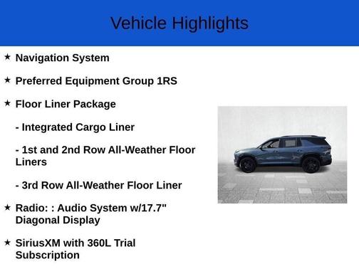 Blue 2026 Chevrolet Traverse RS