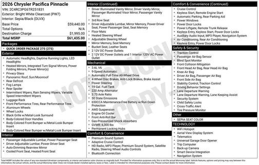 2026 Chrysler Pacifica Pinnacle