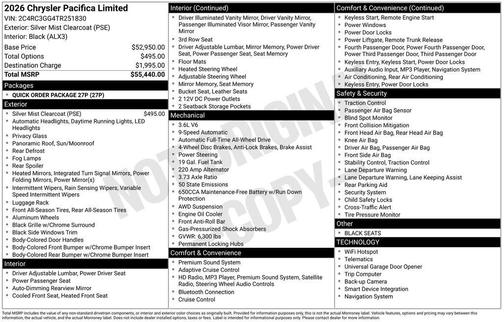 2026 Chrysler Pacifica Limited