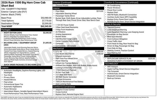 2026 RAM 1500 Big Horn/Lone Star