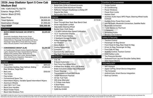 2026 Jeep Gladiator Sport