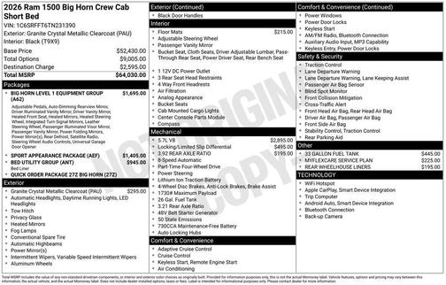 2026 RAM 1500 Big Horn/Lone Star