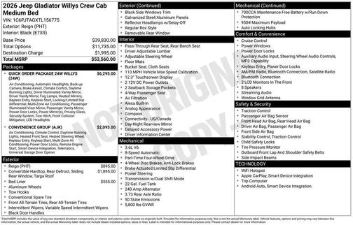 2026 Jeep Gladiator Sport