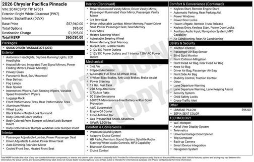 2026 Chrysler Pacifica Pinnacle