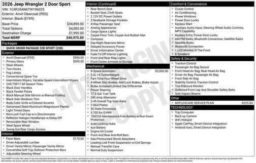 2026 Jeep Wrangler Sport