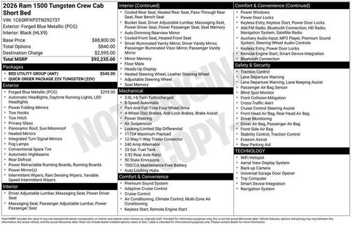 2026 RAM 1500 Tungsten