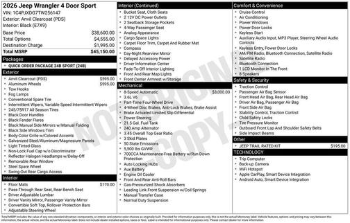 2026 Jeep Wrangler Sport