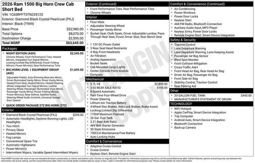 2026 RAM 1500 Big Horn/Lone Star